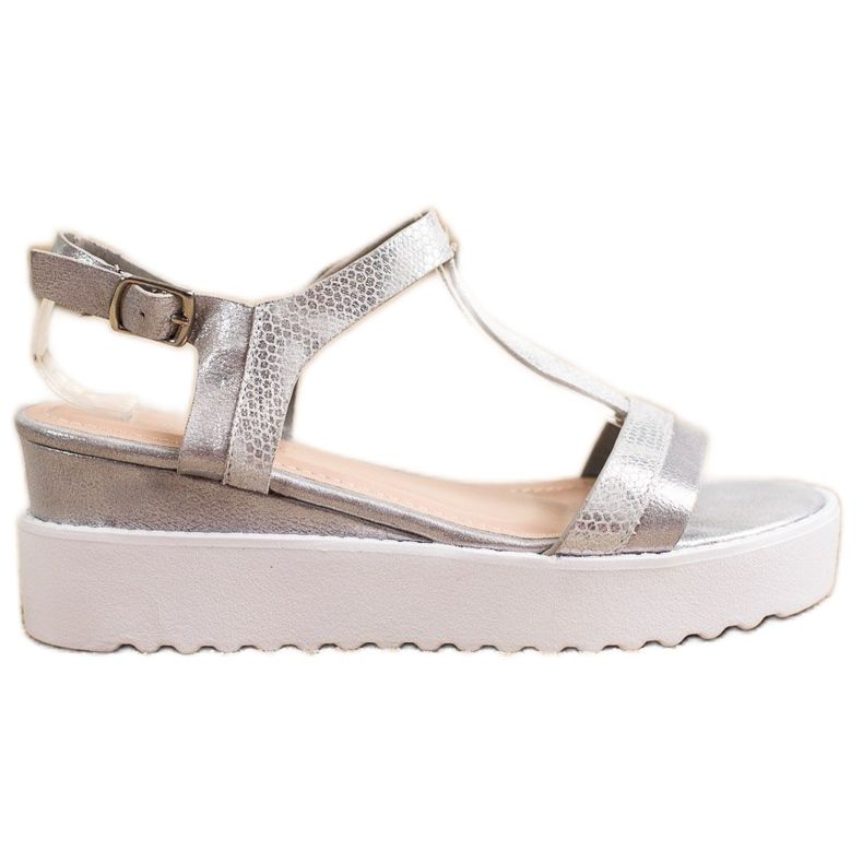 Bestelle Shimmering Wedge Sandals silver grey