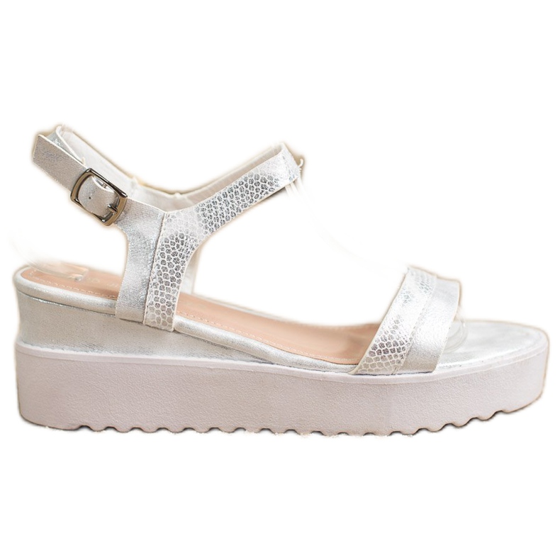 Bestelle Shimmering Wedge Sandals white