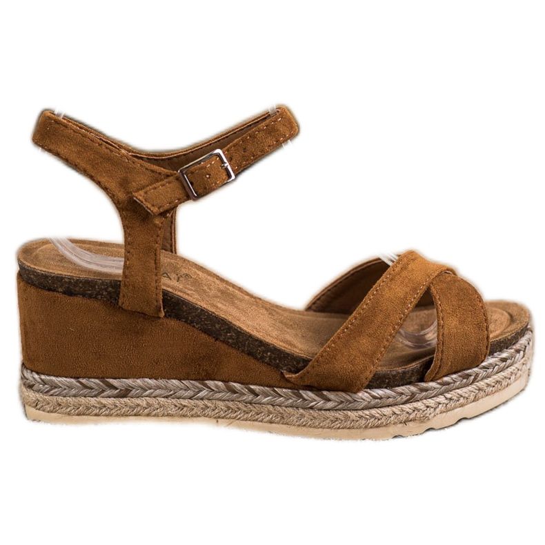 SHELOVET Wedge Sandals With Suede brown
