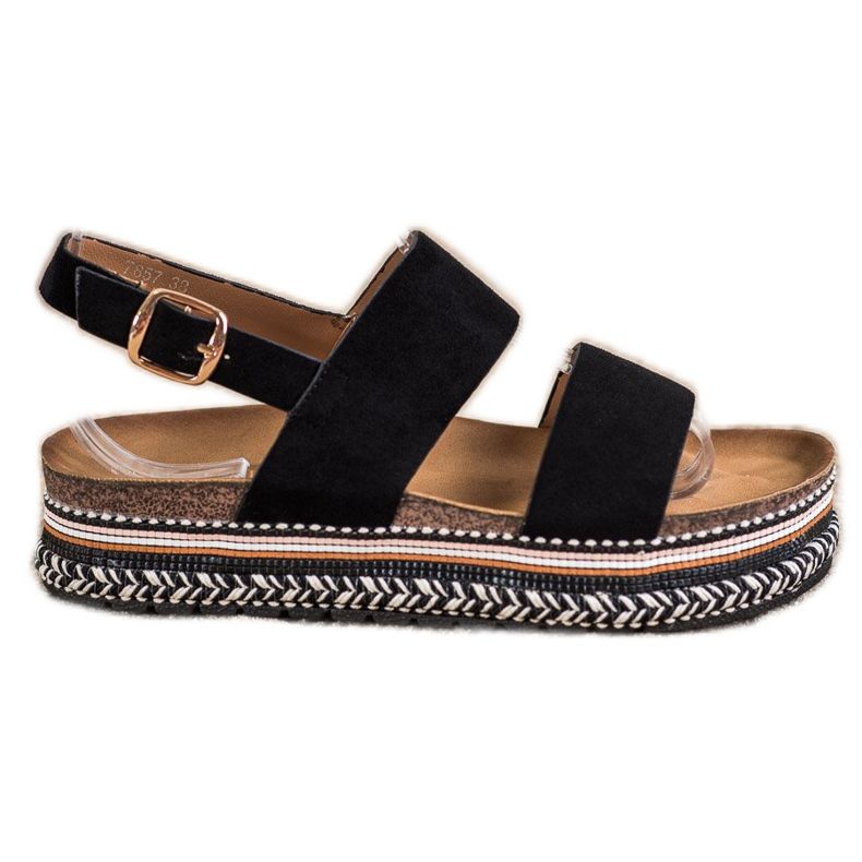 Ideal Shoes Suede Sandals On The Platform black