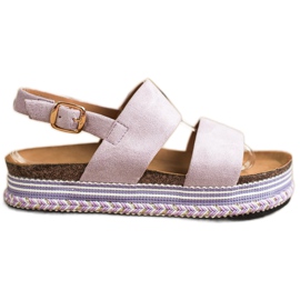 Ideal Shoes Suede Sandals On The Platform purple