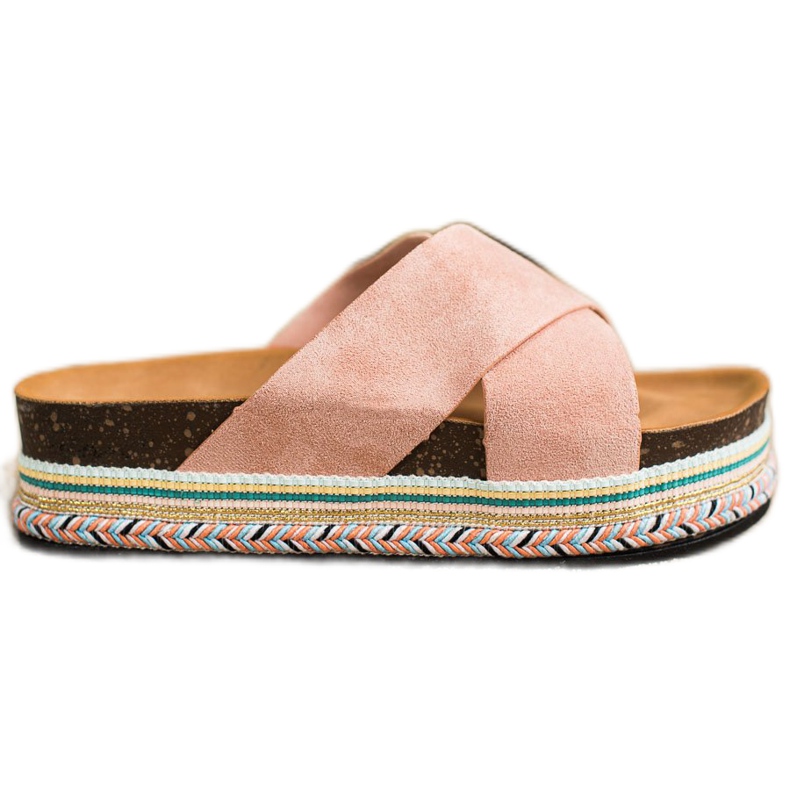SHELOVET Powder Suede Slippers pink