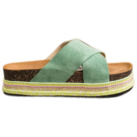 SHELOVET Green Slippers With Suede