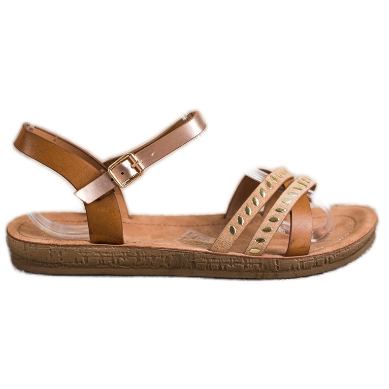 Queen Vivi Fashionable sandals beige brown Queen Vivi Fashionable sandals beige brown