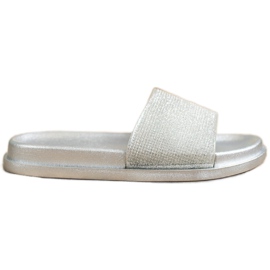 SHELOVET Silver Shiny Slippers