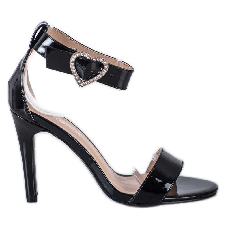Diamantique Sandals On A High Heel With Ornament black