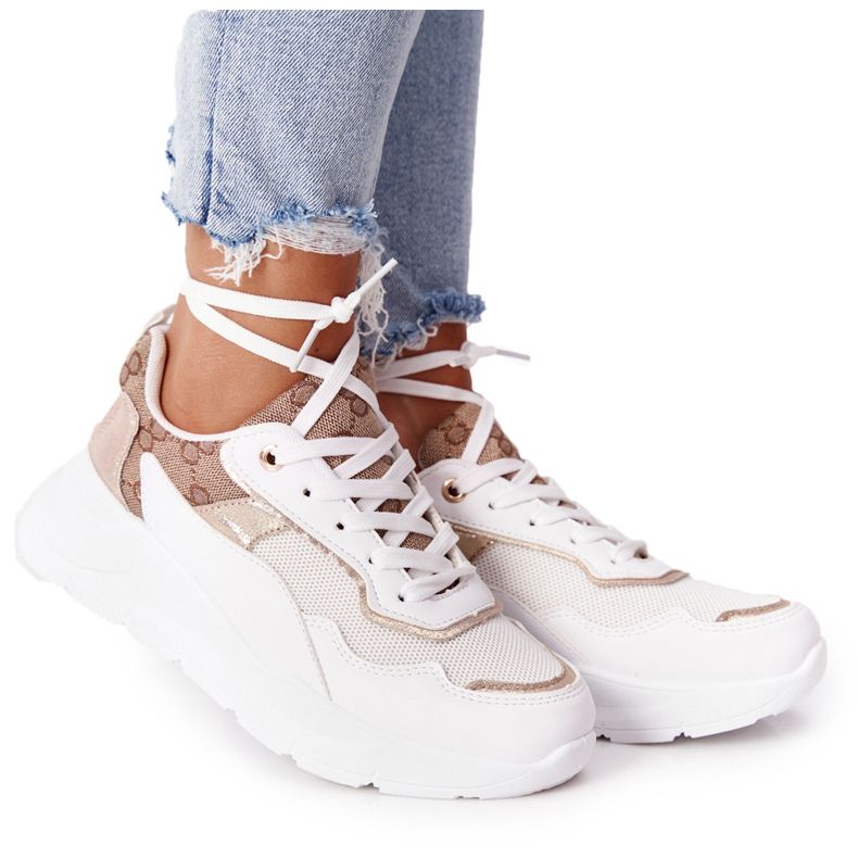 Women's sports shoes Sneakers White and Gold Melanie golden