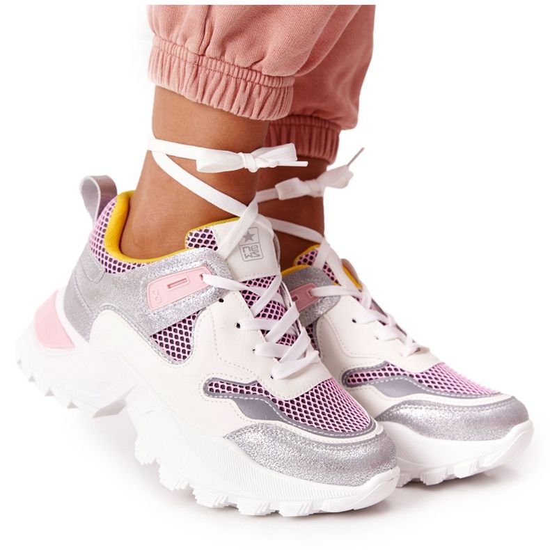 PE1 Women's Sport Shoes Sneakers White-Pink Infinity