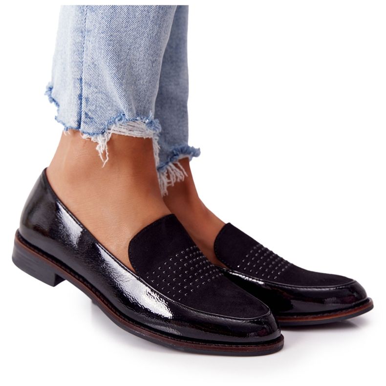 Women's lacquered loafers Sergio Leone PB254 Black