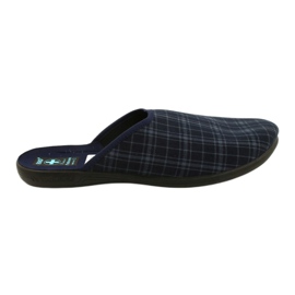 Men's slippers, Adanex 25951, navy blue check Men's slippers, Adanex 25951, navy blue check