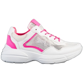SHELOVET Sneakers With Mesh white pink