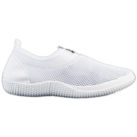 SHELOVET Openwork Slip On Shoes white