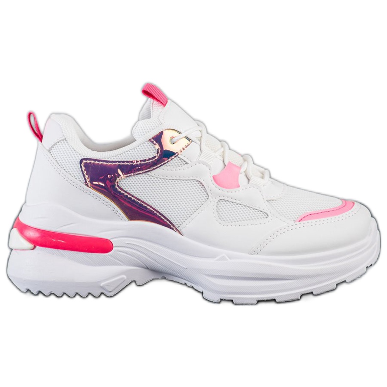 SHELOVET Sneakers With Pink Inserts white