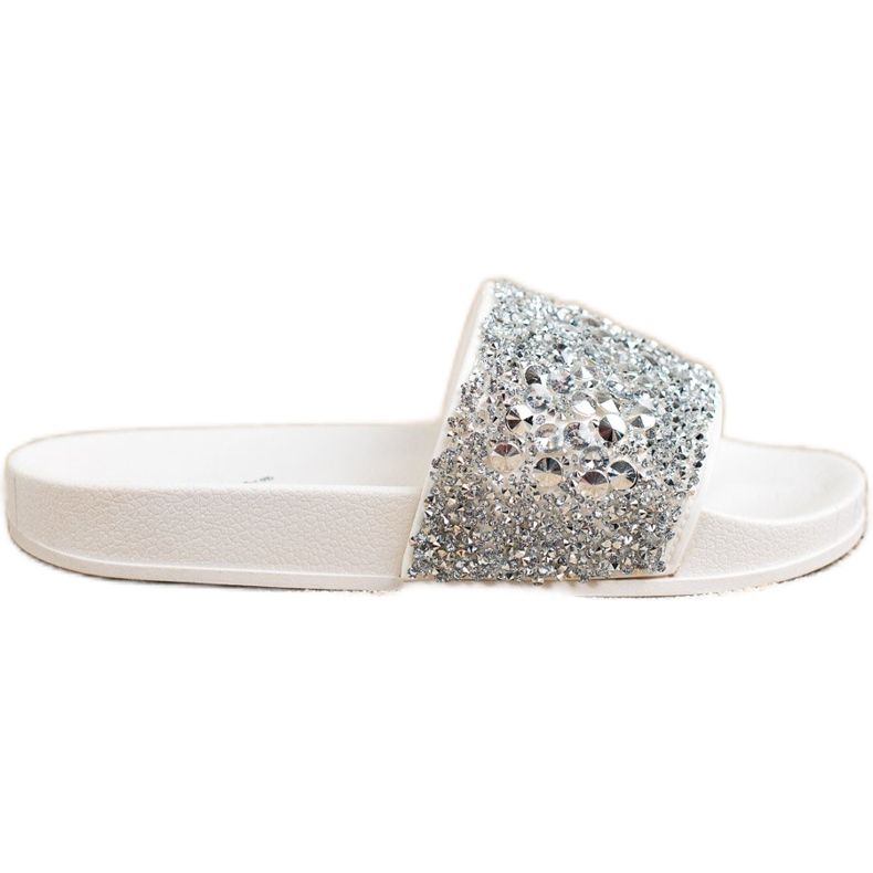 SHELOVET Slippers With Ornaments white silver