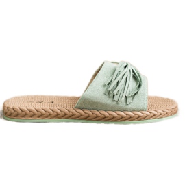SHELOVET Slippers With Fringes green