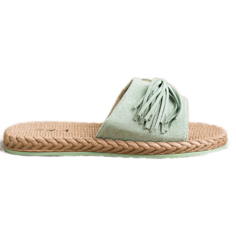 SHELOVET Slippers With Fringes green