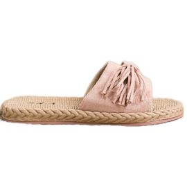 SHELOVET Slippers With Fringes pink