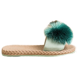 Bestelle Slippers With Pompom green