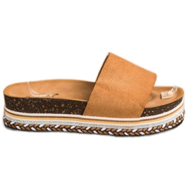 SHELOVET Comfortable Suede Slippers brown