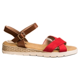 SHELOVET Casual Sandals With Buckle brown red