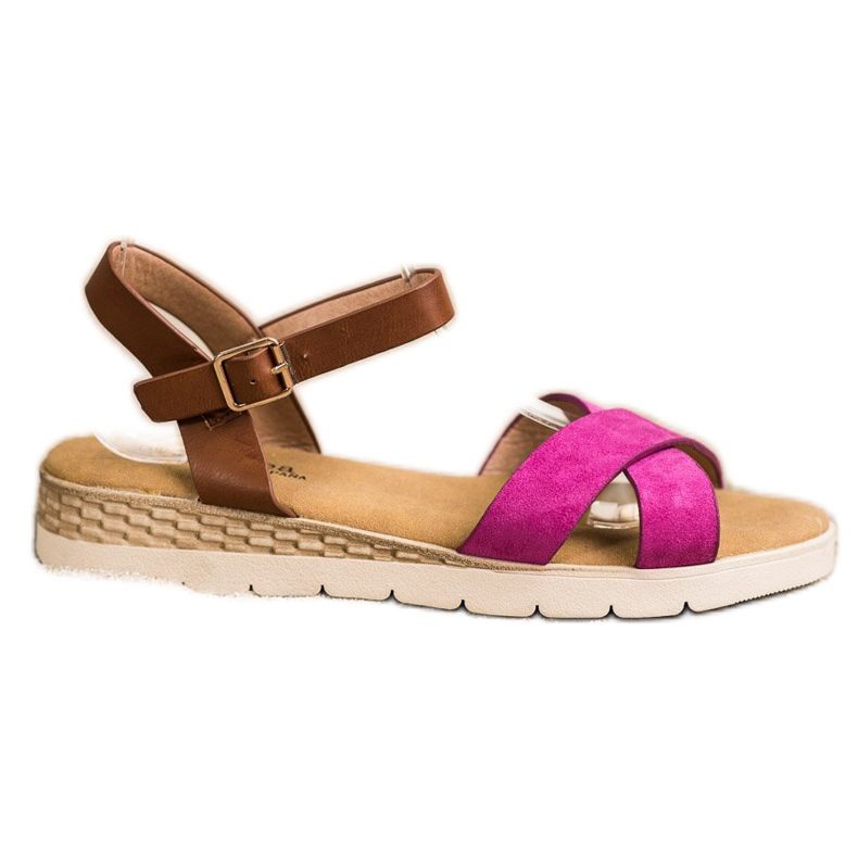 SHELOVET Casual Sandals With Buckle brown pink