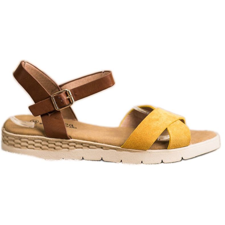 SHELOVET Casual Sandals With Buckle brown yellow