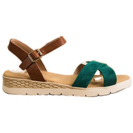 SHELOVET Casual Sandals With Buckle brown green