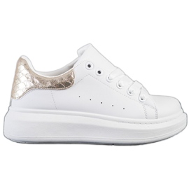 Weide Sneakers With Golden Insert white Weide Sneakers With Golden Insert white