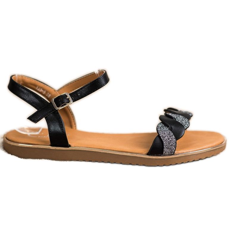 Cm Paris Black Sandals With Glitter
