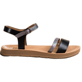 Cm Paris Stylish Sandals With Glitter black grey