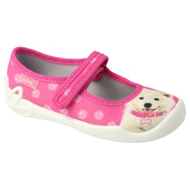 Befado children's slippers 114x456 pink with application Befado children's slippers 114x456 pink with application