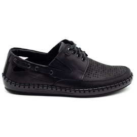 Polbut Black men's openwork moccasin shoes J69L