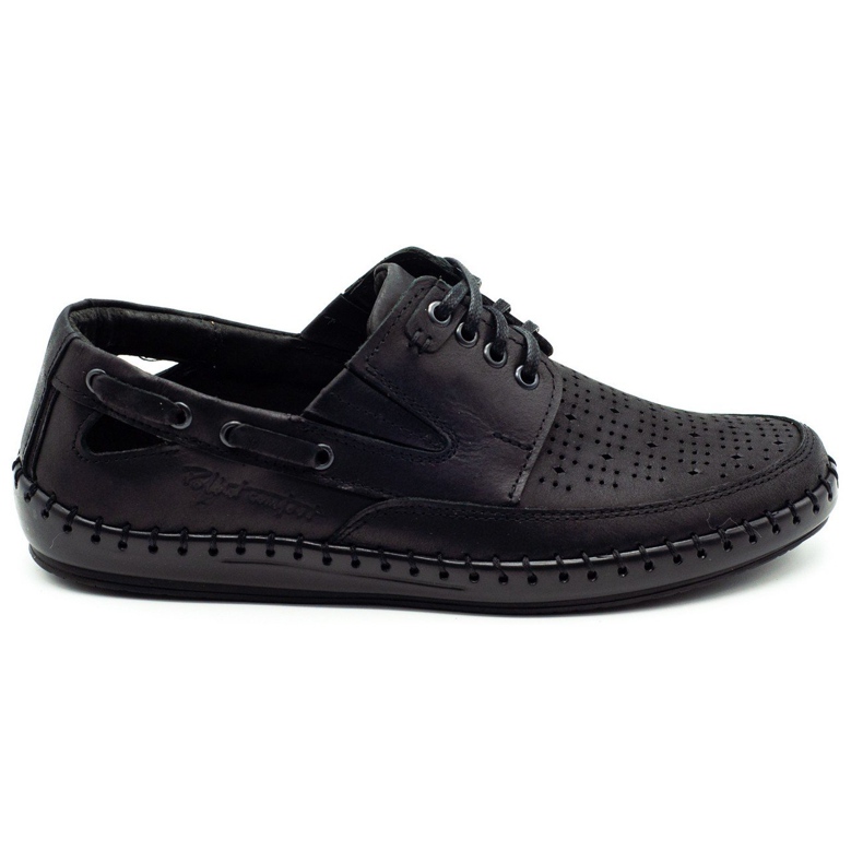 Polbut Black men's openwork moccasin shoes J69L