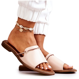 Leather flip-flops by Lewski Shoes, Beige Leather flip-flops by Lewski Shoes, Beige