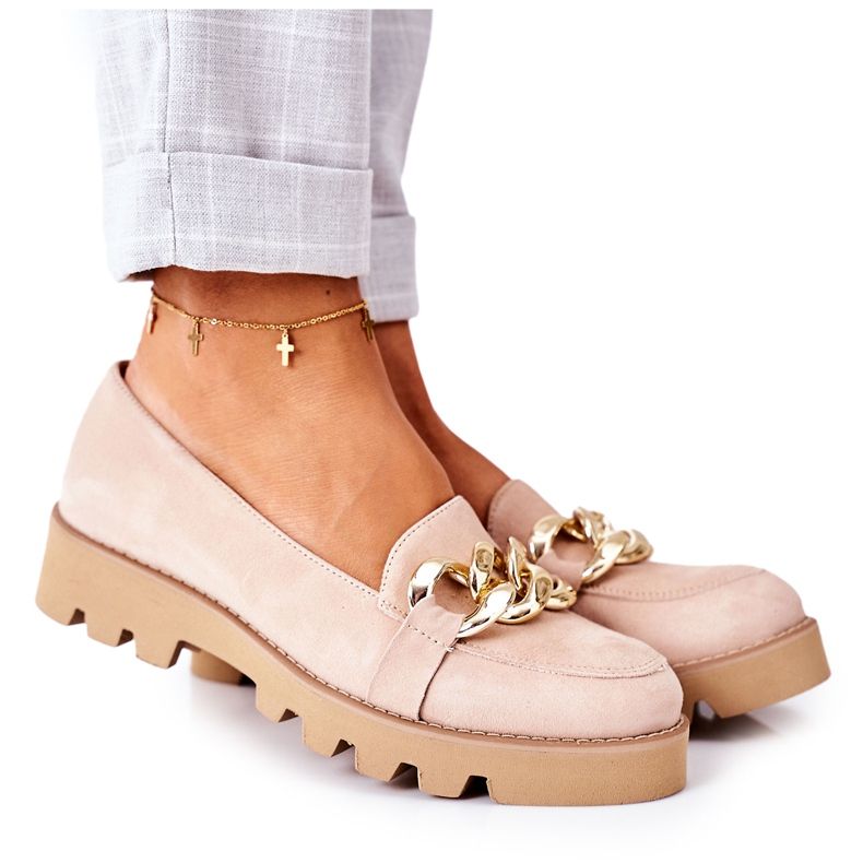 Suede loafers Lewski Shoes 3040 Cappuccino beige