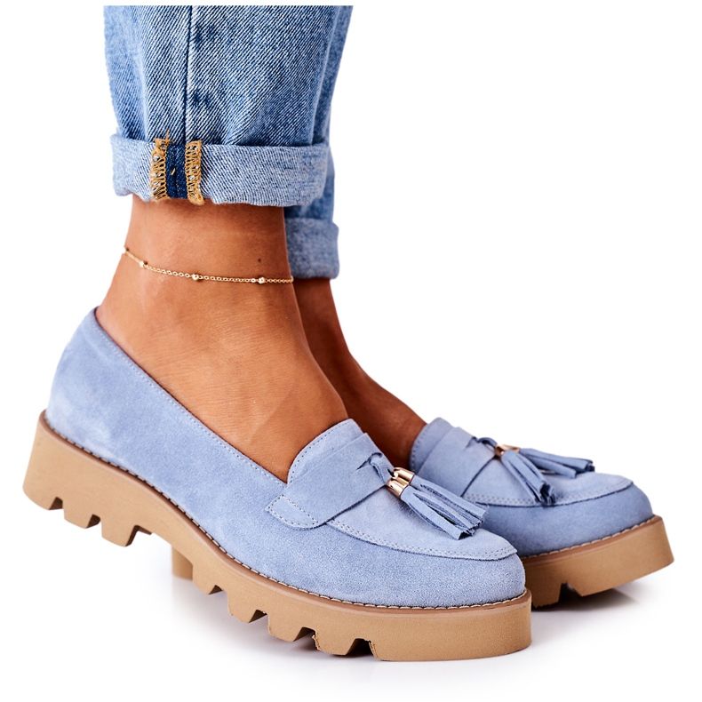 Suede loafers Lewski Shoes 3053 Blue