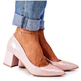 Satin Pumps With Animal Pattern Lewski Shoes 2801 Pink Satin Pumps With Animal Pattern Lewski Shoes 2801 Pink