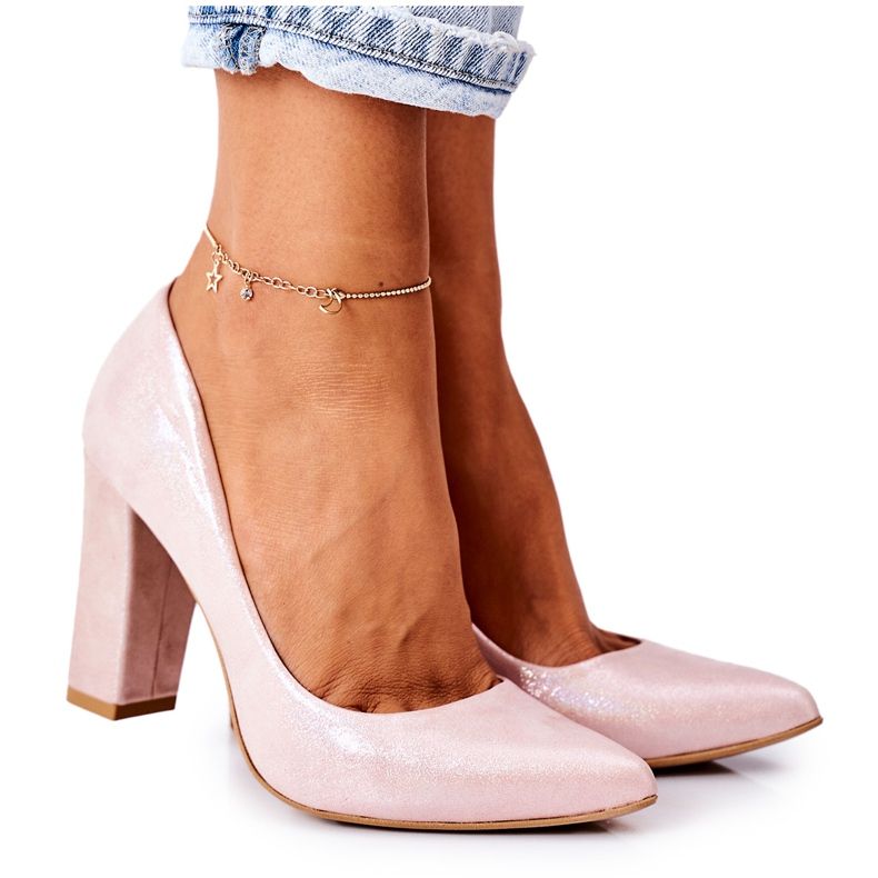 Satin Pumps With Animal Pattern Lewski Shoes 2453 Pink