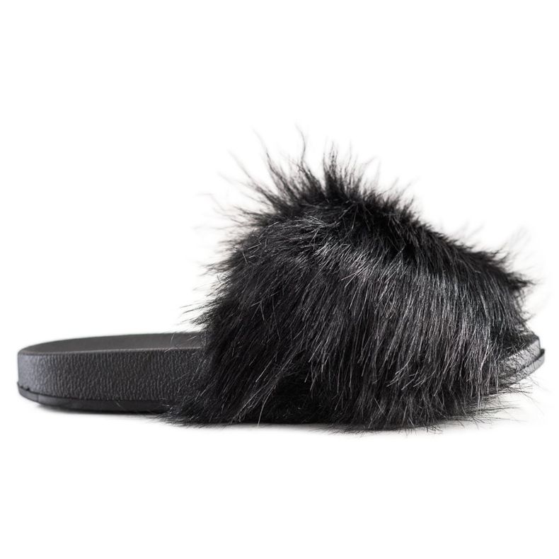 SHELOVET Stylish Slippers With Fur black