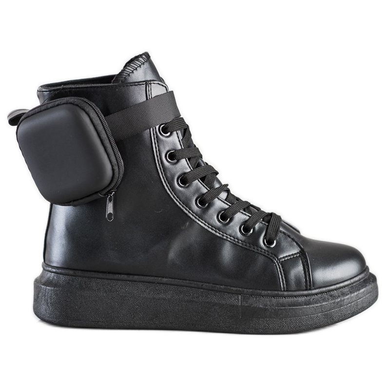 SHELOVET Lace-up Shoes With Pocket black SHELOVET Lace-up Shoes With Pocket black
