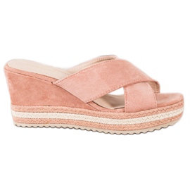 SHELOVET Suede Wedge Sandals pink SHELOVET Suede Wedge Sandals pink