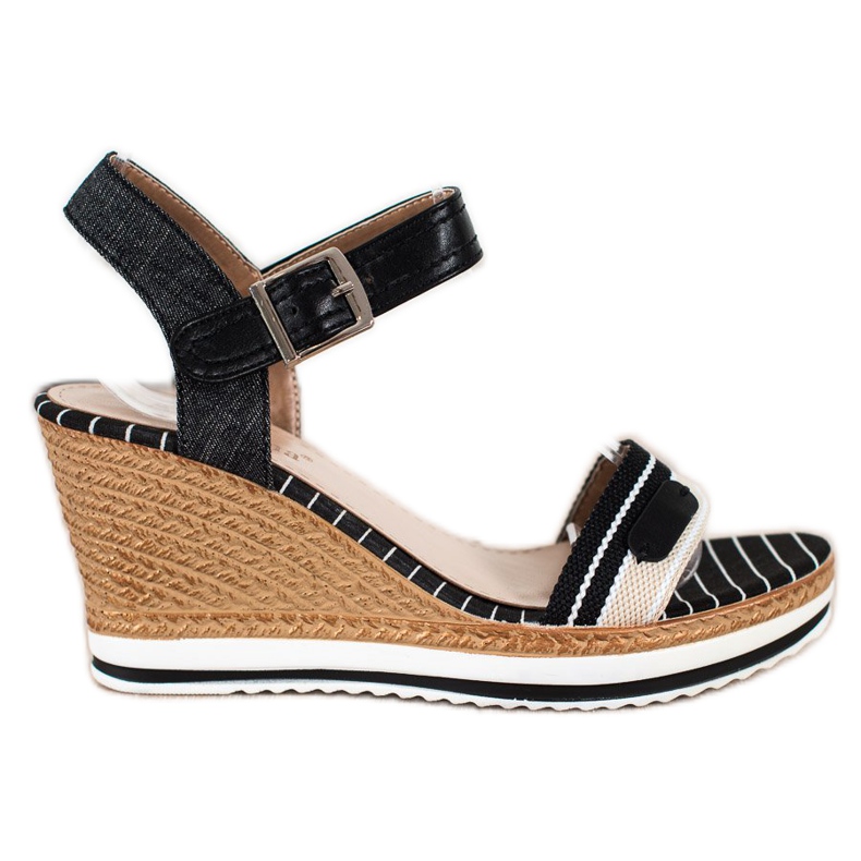 SHELOVET Wedge Sandals black SHELOVET Wedge Sandals black