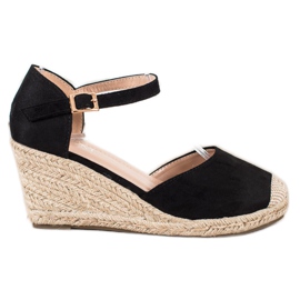 Cm Paris Black Espadrilles On The Wedge