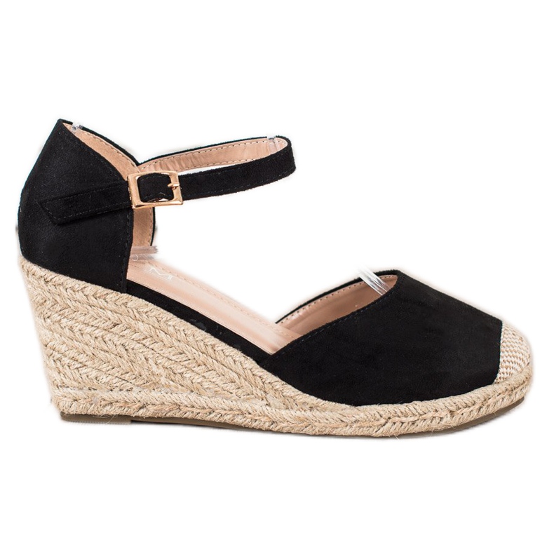 Cm Paris Black Espadrilles On The Wedge