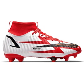 Nike Superfly 8 Academy CR7 Mg Jr DB2672-600 football shoes gray / silver, white, red white Nike Superfly 8 Academy CR7 Mg Jr DB2672-600 football shoes gray / silver, white, red white