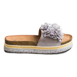 SHELOVET Slippers On The Platform With Ornament grey SHELOVET Slippers On The Platform With Ornament grey
