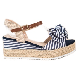 Sweet Shoes Espadrilles Sandals With Stripes beige navy blue Sweet Shoes Espadrilles Sandals With Stripes beige navy blue
