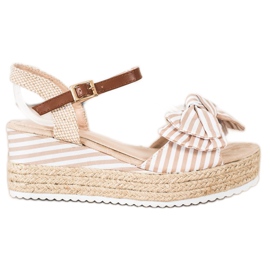 Sweet Shoes Espadrilles Sandals With Stripes beige brown Sweet Shoes Espadrilles Sandals With Stripes beige brown