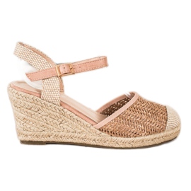 Sweet Shoes Openwork Espadrilles On The Wedge beige brown pink