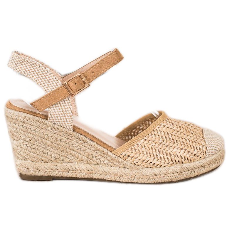 Sweet Shoes Openwork Espadrilles On The Wedge beige brown